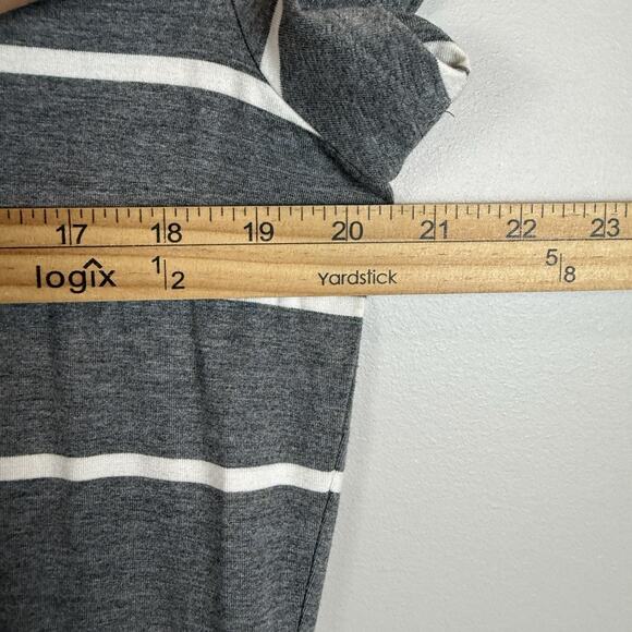 Tommy Bahama Jersey Maxi Dress Large Gray Stripe Side Slit Knit Casual Long - Picture 5 of 8